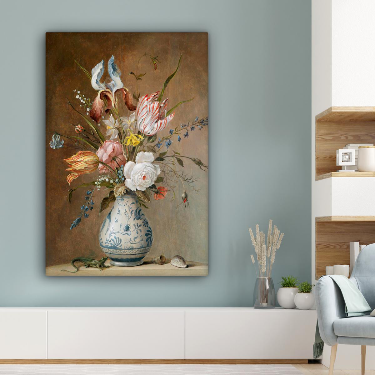 LEINWANDBILD Alte Meister - Blumen - Balthasar van der Ast Deko XXL 80x120 cm - Hellbraun, Textil (80/120cm) - MuchoWow