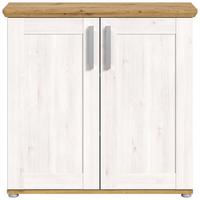 KOMMODE weiß Lärche, Eiche Artisan 95 cm, Sideboard im Landhaus-Stil - Silberfarben/Weiß, Holzwerkstoff/Kunststoff (95/92/39cm) - Inn.Furn