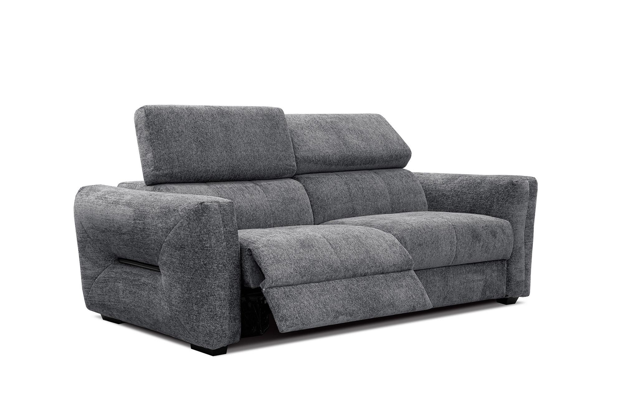 SOFA CALVERA 3-Sitzer mit 1 Relaxfunktion, graphitfarben - Graphitfarben/Schwarz, Holzwerkstoff/Textil (204/79/106cm) - Wozimo