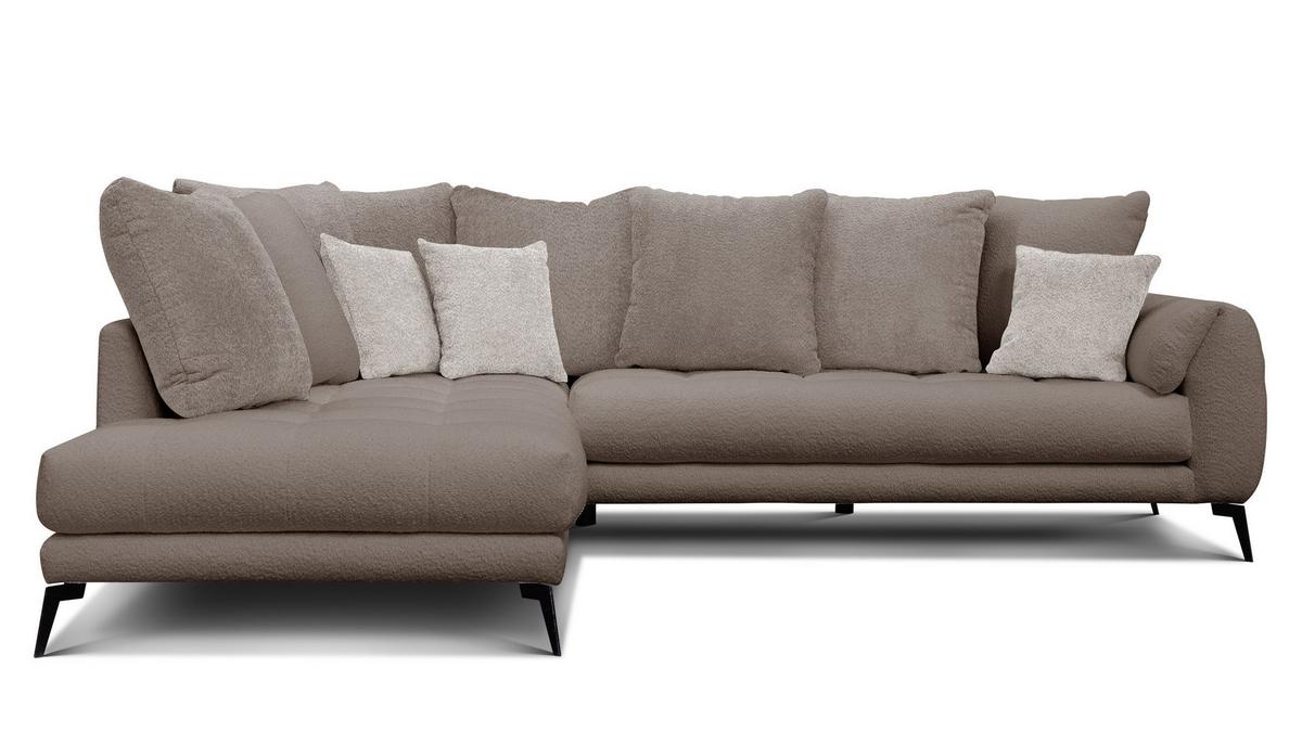 ECKSOFA CALME 5-Sitzer, creme - Creme/Schwarz, Holz/Textil (294/229cm) - Wozimo