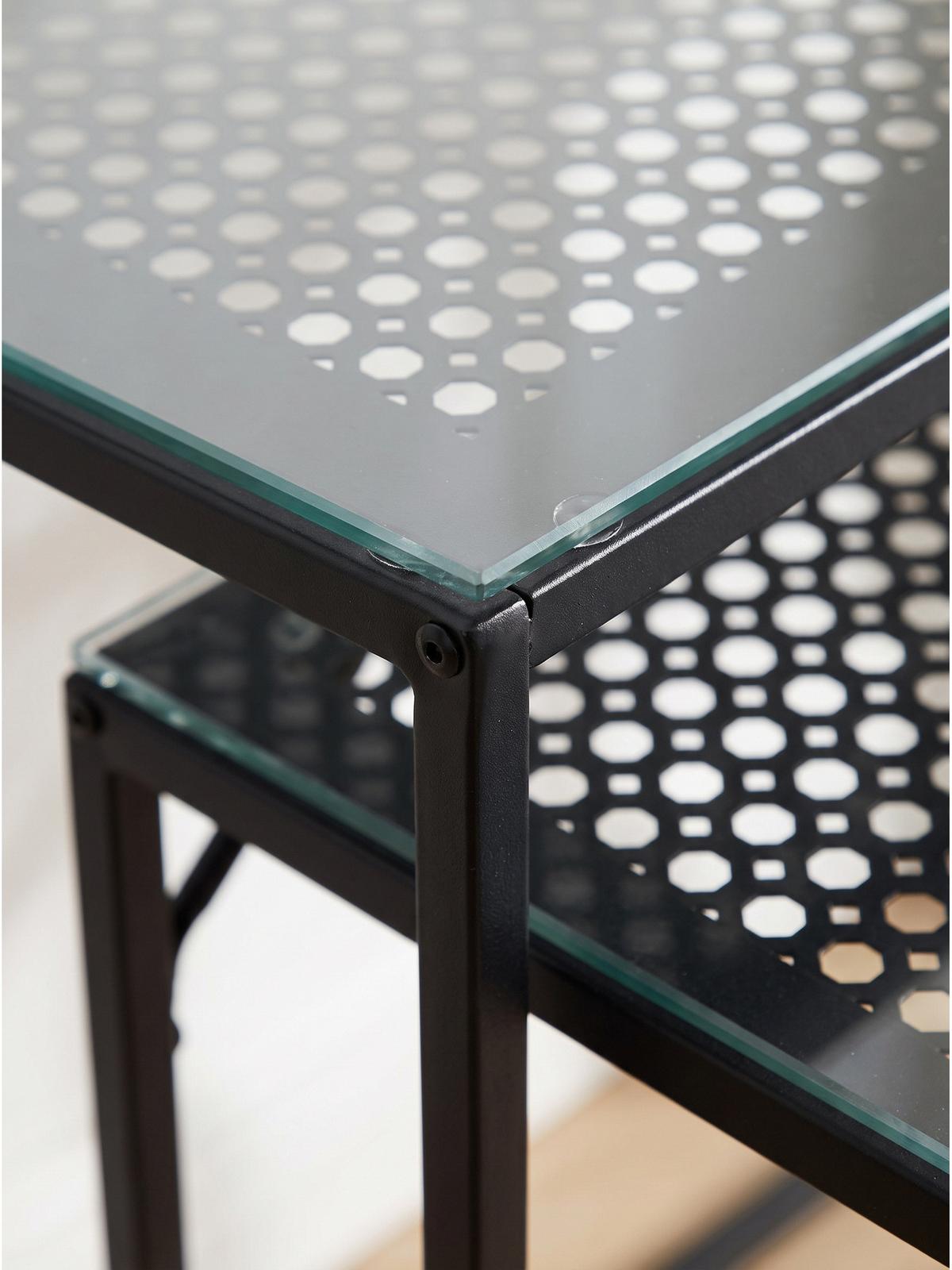 KONSOLENTISCHE 2er-Set ALCUDIA, Einscheibensicherheitsglas, Schwarz, 100 x 40 x 77 cm - Schwarz, Glas/Metall (40/100/77cm) - KADIMA DESIGN