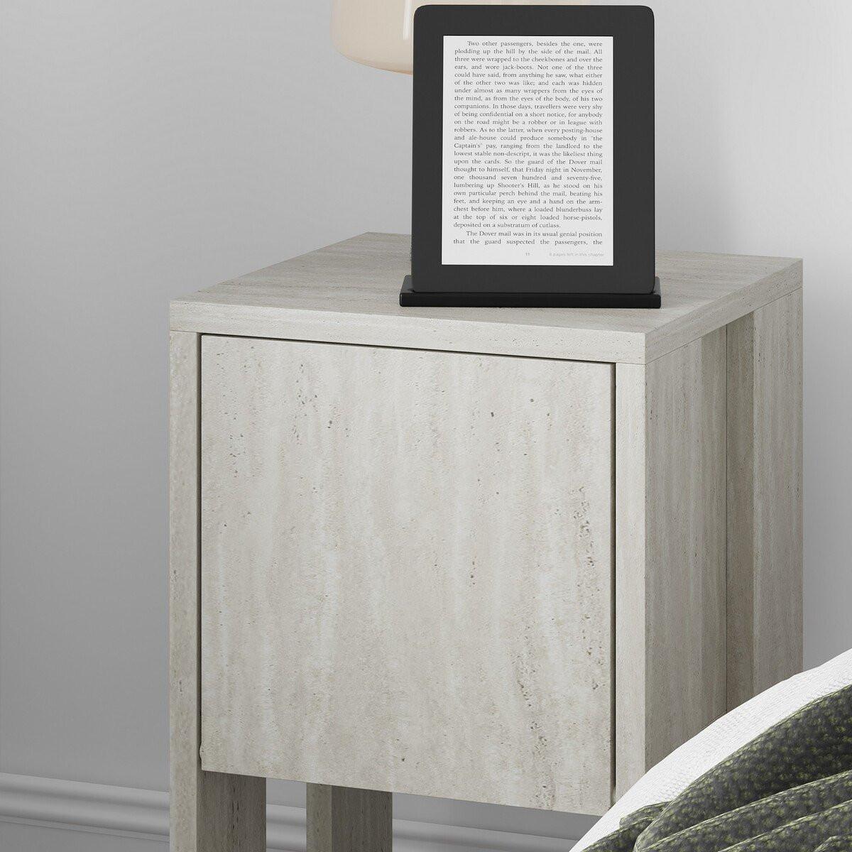 NACHTTISCH 1 Tür aufklappbar Ema 30/30/55 cm - Beige, Holzwerkstoff (30/55/30cm) - Calicosy