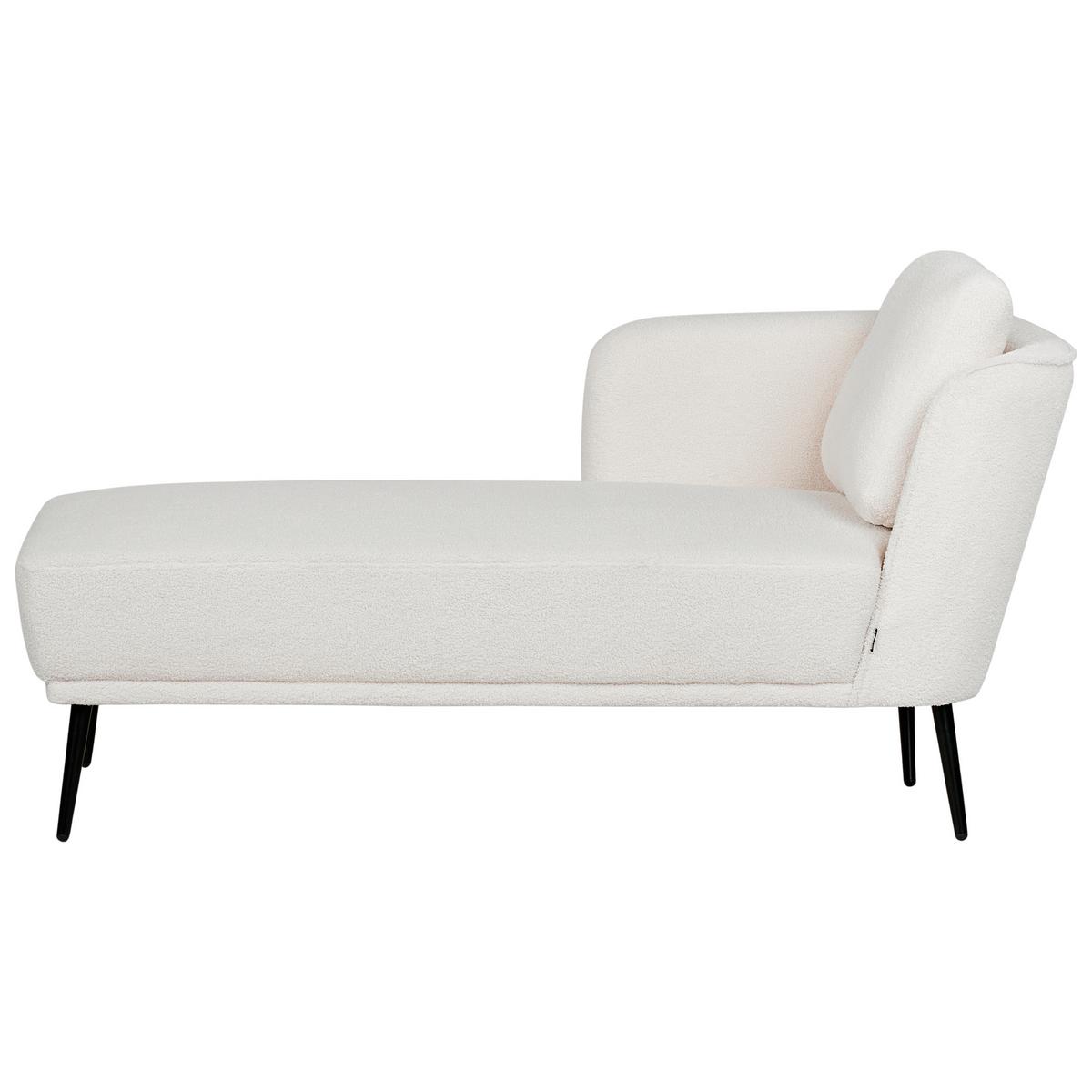 CHAISELONGUE-RECHTSSEITIGE Bouclé Cremeweiß Artheze - Creme/Schwarz, Textil (148/70/64cm) - Beliani