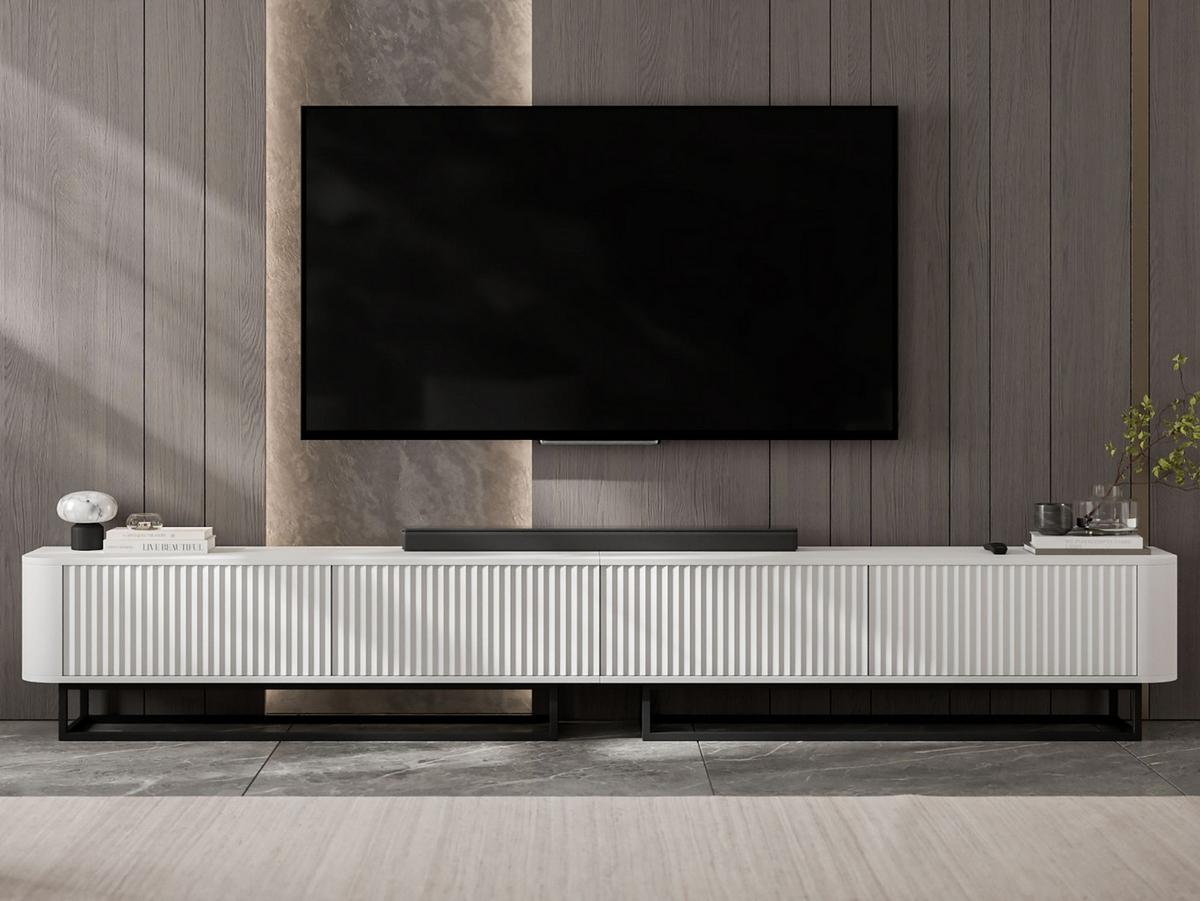 TV-LOWBOARD 2er-Set Aurora Weiß matt 280 cm mit Metallrahmen - Schwarz/Weiß, Holzwerkstoff/Metall (280/44/35cm) - Meble Lindner