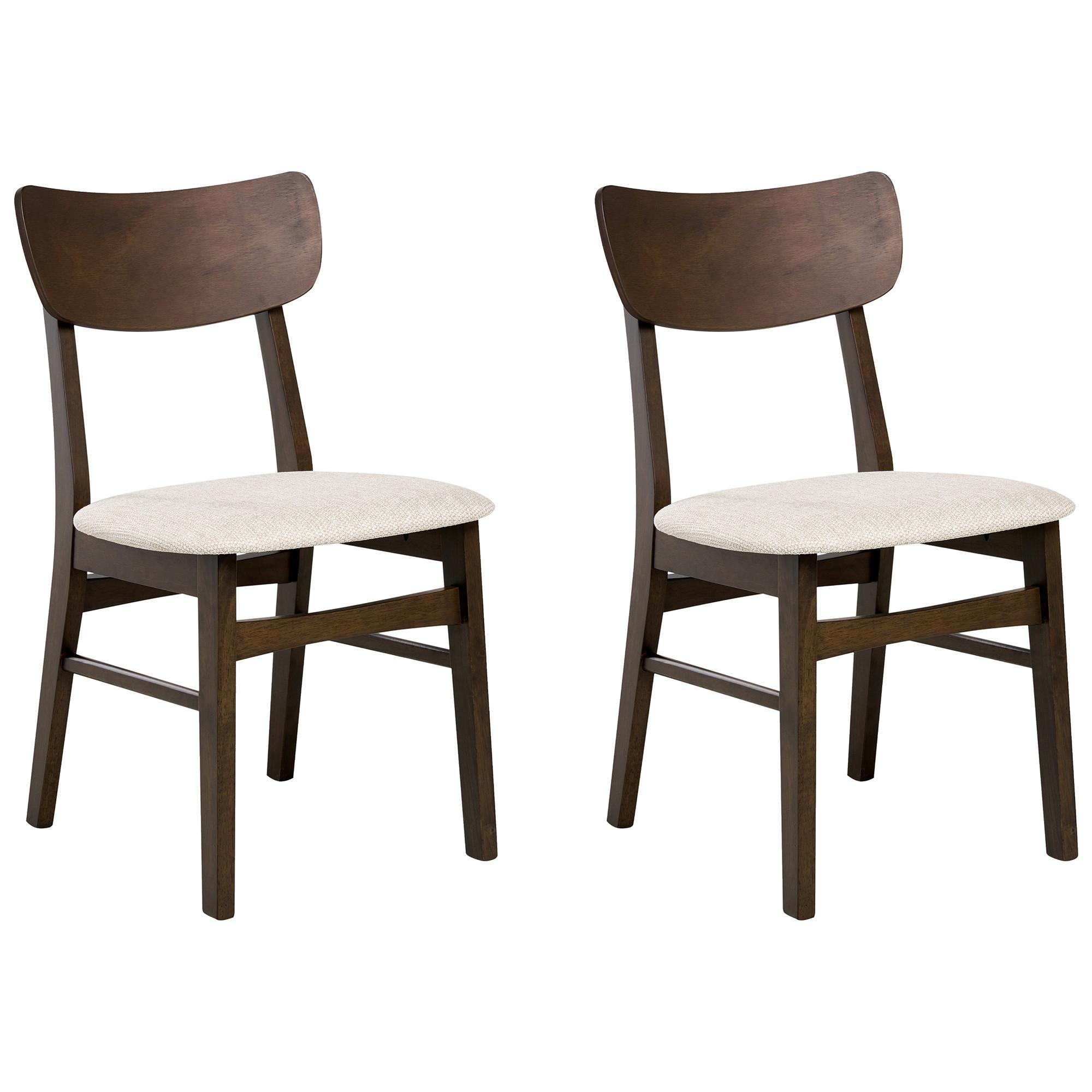 ESSZIMMERSTUHL 2er-Set Holz Dunkelbraun/Beige Anoka - Beige, Holz (45/80/50cm) - Beliani