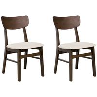 ESSZIMMERSTUHL 2er-Set Holz Dunkelbraun/Beige Anoka - Beige, Holz (45/80/50cm) - Beliani