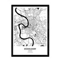 POSTER Karte Von Düsseldorf - Deutschland A4 Rahmenlos - Klar, Papier (29.7/5/21cm) - Nacnic