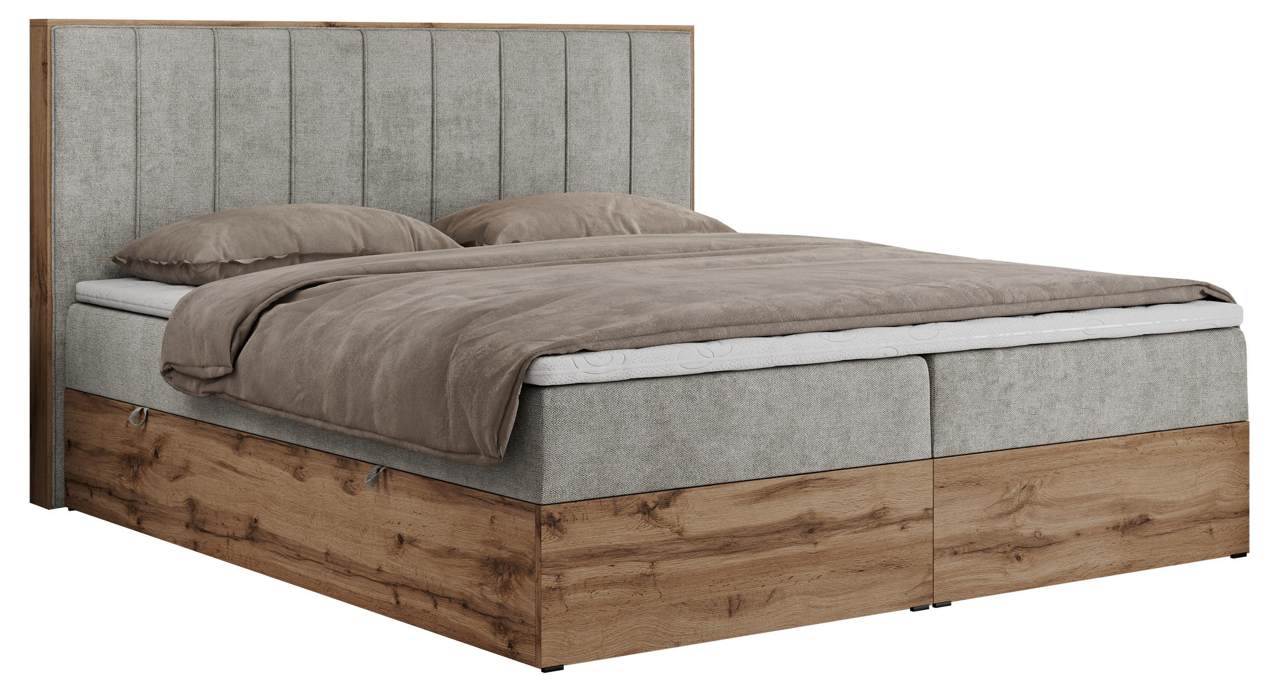 BOXBETT BELLISSIMO 200/200 Hellgrau Struktur - H4 - Hellgrau, Holz/Textil (200/200cm) - MKS