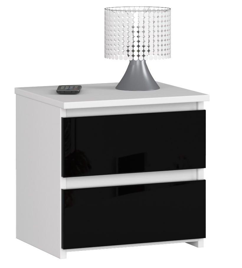 NACHTTISCH Weiß, Schwarz Glanz 40/40/35 - Weiß, Holzwerkstoff (40/40/35cm) - RAUMHIRSCH FURNITURE