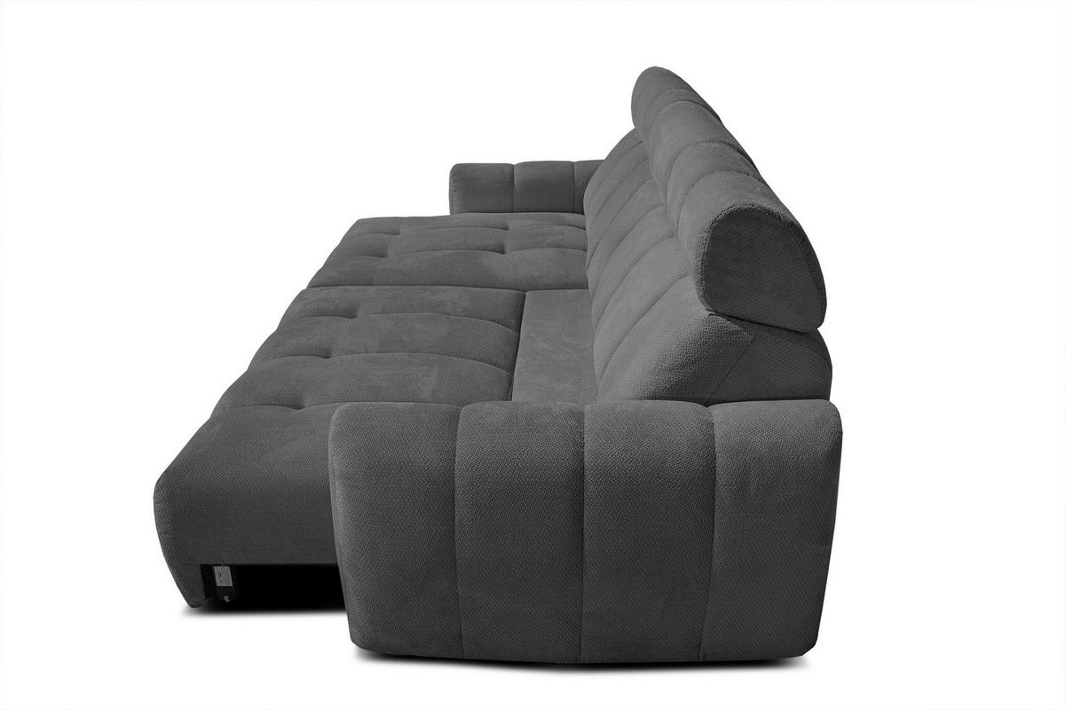 ECKSOFA KIMI 3-Sitzer, ausziehbarer Sitz, verstellbare Kopfstützen, dunkelgrau - Anthrazit/Schwarz, Holzwerkstoff/Textil (270/160cm) - Wozimo