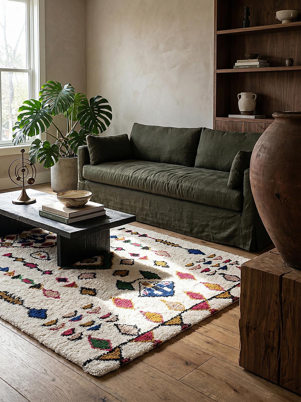 WOLLTEPPICH BRUE, mit Rautenmuster, Bunt, 160 x 230 cm - Multicolor, Textil (230/160cm) - KADIMA DESIGN