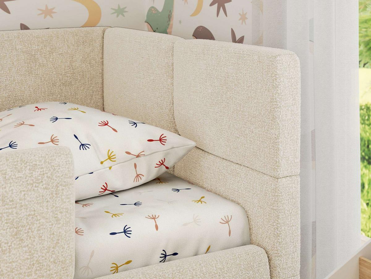 POLSTERBETT ARVO ALTA 90/200 - Creme Struktur - Ohne Matratze - Rechts - Beige, Textil (90/200cm) - MKS