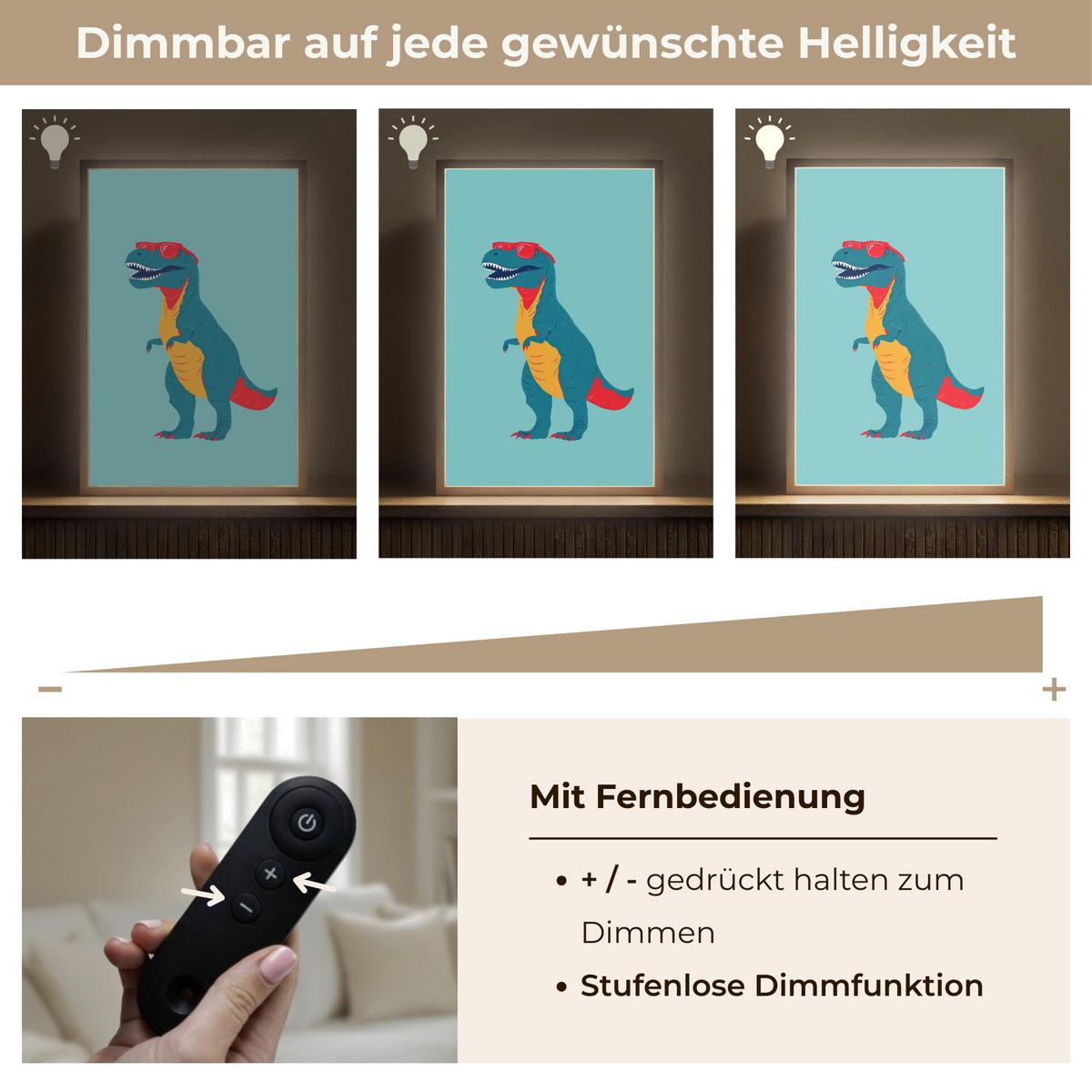 NACHTTISCHLAMPE MIT AKKU Dinosaurier - Blau - Sonnenbrille 40x60 cm - Hellblau, Holzwerkstoff (8/40/60cm) - OnlyWow
