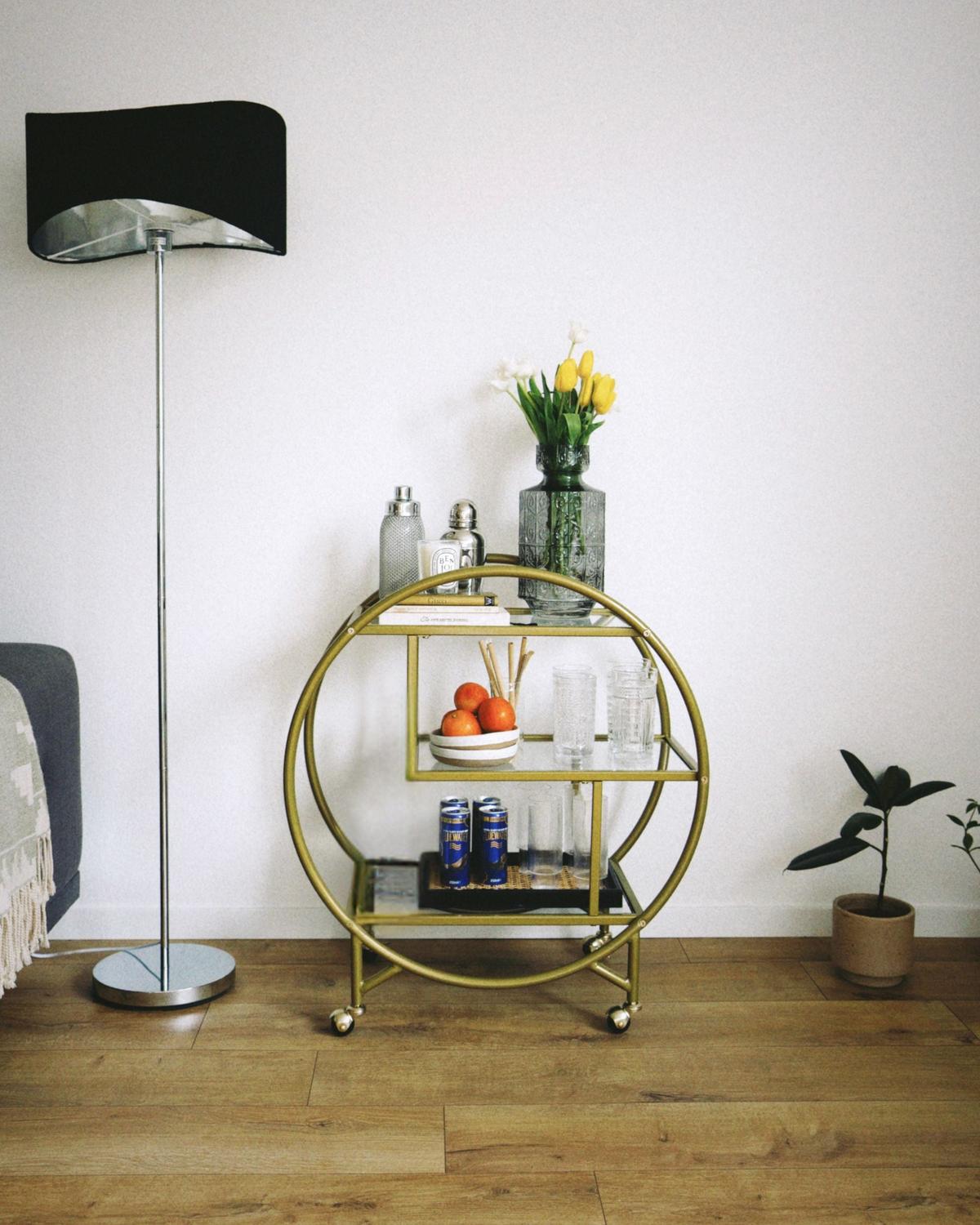 SERVIERWAGEN Gold Colton - Transparent/Goldfarben, Metall (38/79/70cm) - Beliani