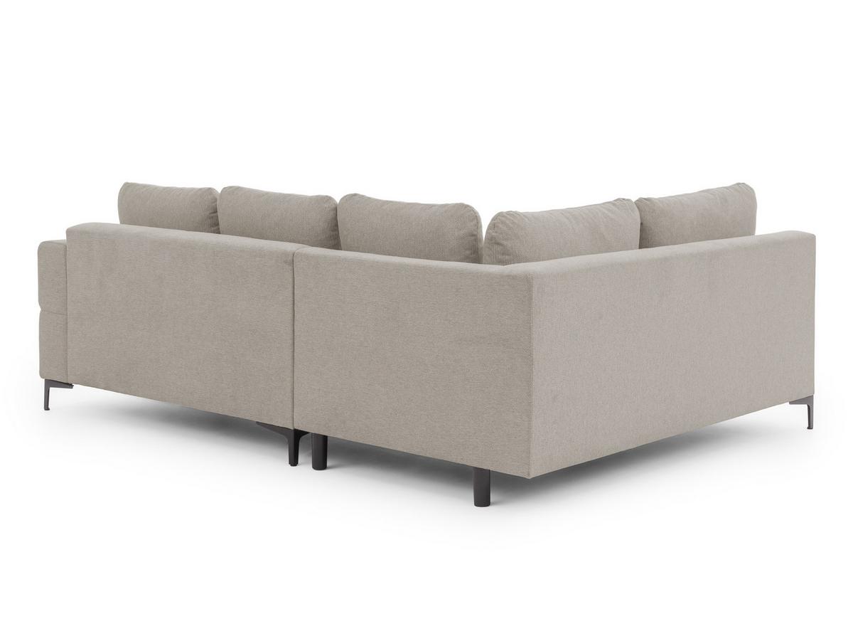 ECKSOFA inkl. Hocker Cardea mit Schlaffunktion in Bubble-Optik aus weichem Taupe Strukturstoff und hohem Sitzkomfort - Ottomane links - Taupe/Schwarz, Holz/Textil (170/230cm) - S-Style Möbel