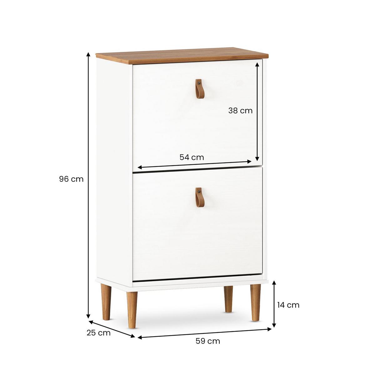 SCHUHKIPPER MIKKA weiß/Eiche - Eichefarben/Weiß, Holz (59/96/25cm) - IDIMEX