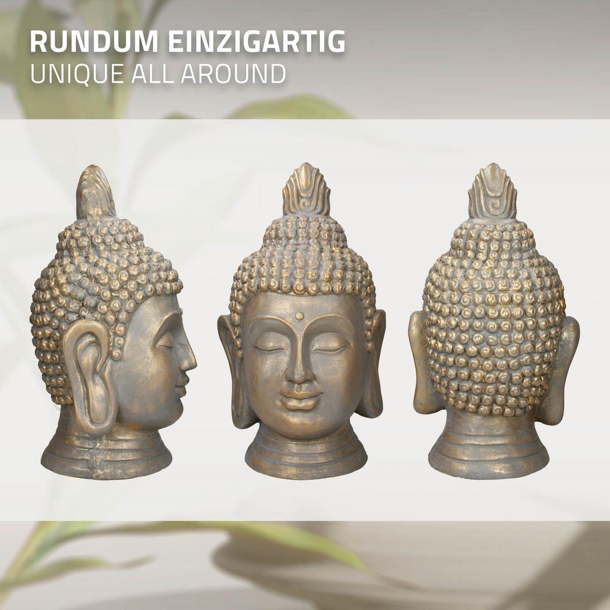 BUDDHA KOPF STATUE 53 cm Bronzeoptik aus Polyresin - Bronzefarben, Kunststoff (29/53/31cm) - ECD-Germany