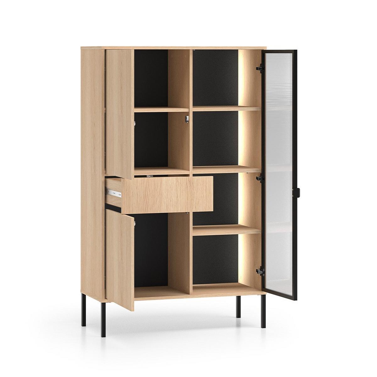 GESCHIRRSCHRANK Paige Holz und Schwarz - Schwarz, Holzwerkstoff (92/150/40cm) - Petits-meubles