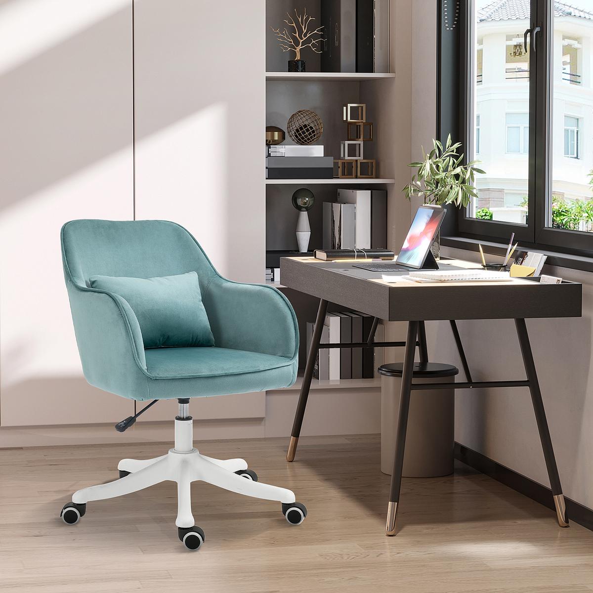 MASSAGE Bürostuhl Drehstuhl Arbeitstuhl mit Vibrationsfunktion Samt Grün - Grün, Textil (70/86/57cm) - Vinsetto