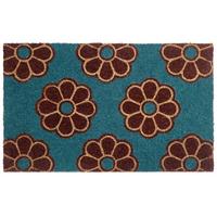 FUSSMATTE Blau 45/75 cm Blume Kokosfasern Kulik - Blau, Textil (45/75cm) - Beliani