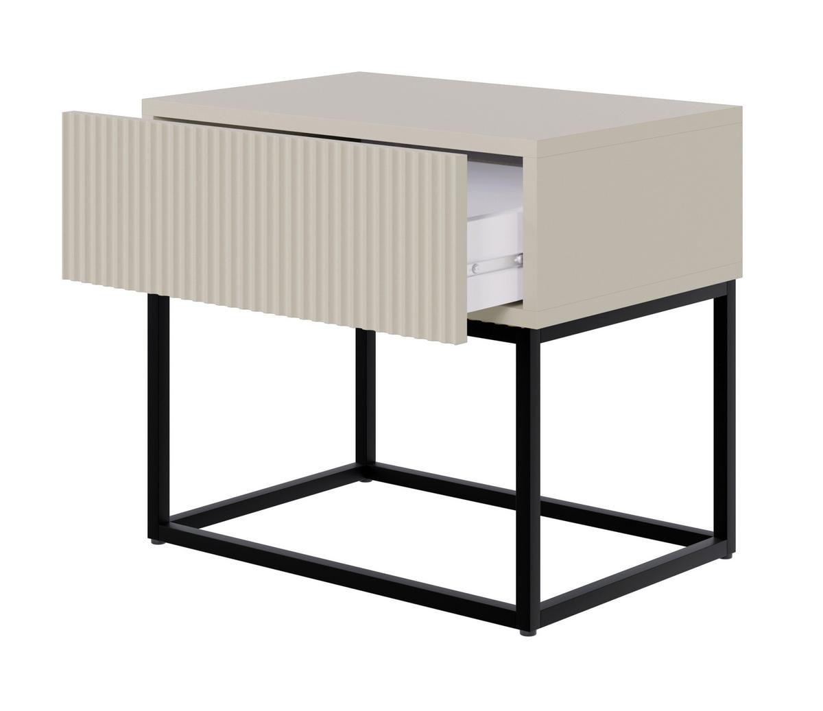 NACHTSCHRANK Veldio Graubeige mit schwarzen Beinen 50 cm - Taupe/Greige, Holzwerkstoff/Metall (50/44/35.6cm) - Selsey