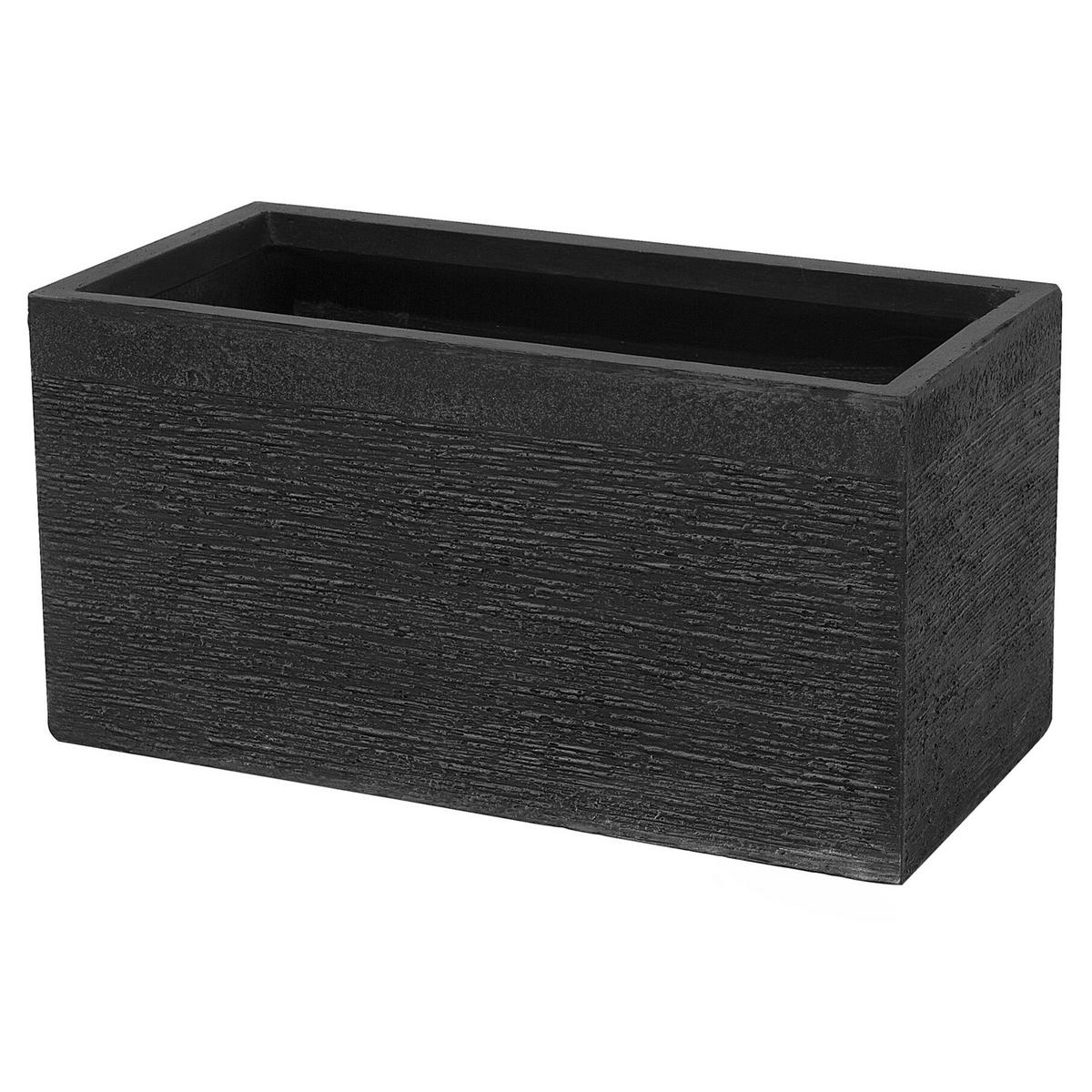 BLUMENTOPF schwarz rechteckig 60/29/30 cm Myra - Schwarz, Naturmaterialien (30cm) - Beliani