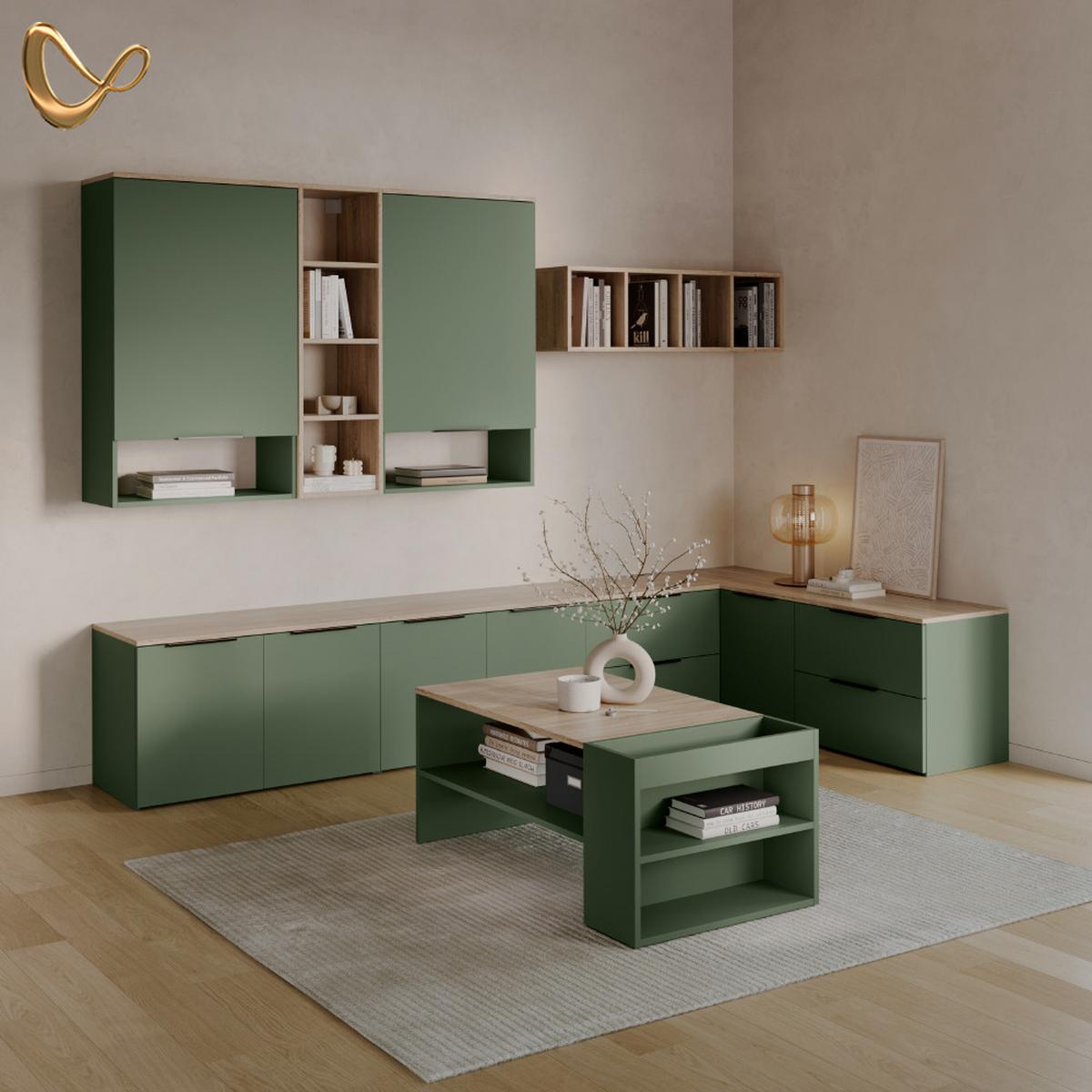 KOMMODE Piave Grün 60 x 50 cm mit 2 Schubladen - Grün, Holzwerkstoff (60/50/40cm) - Livinity®