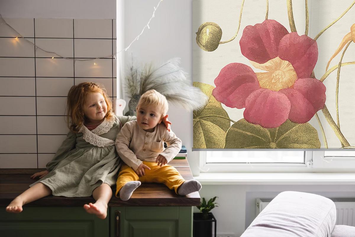 INNENROLLO - Fensterrollo - Rollo - 140x140 cm - Blume - Grau, Kunststoff (140/140/0.5cm) - TULUP