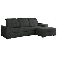 ECKSOFA MADRITO L - Dunkelgrau Struktur - Rechts - Dunkelgrau/Silberfarben, Textil/Metall (256/160cm)