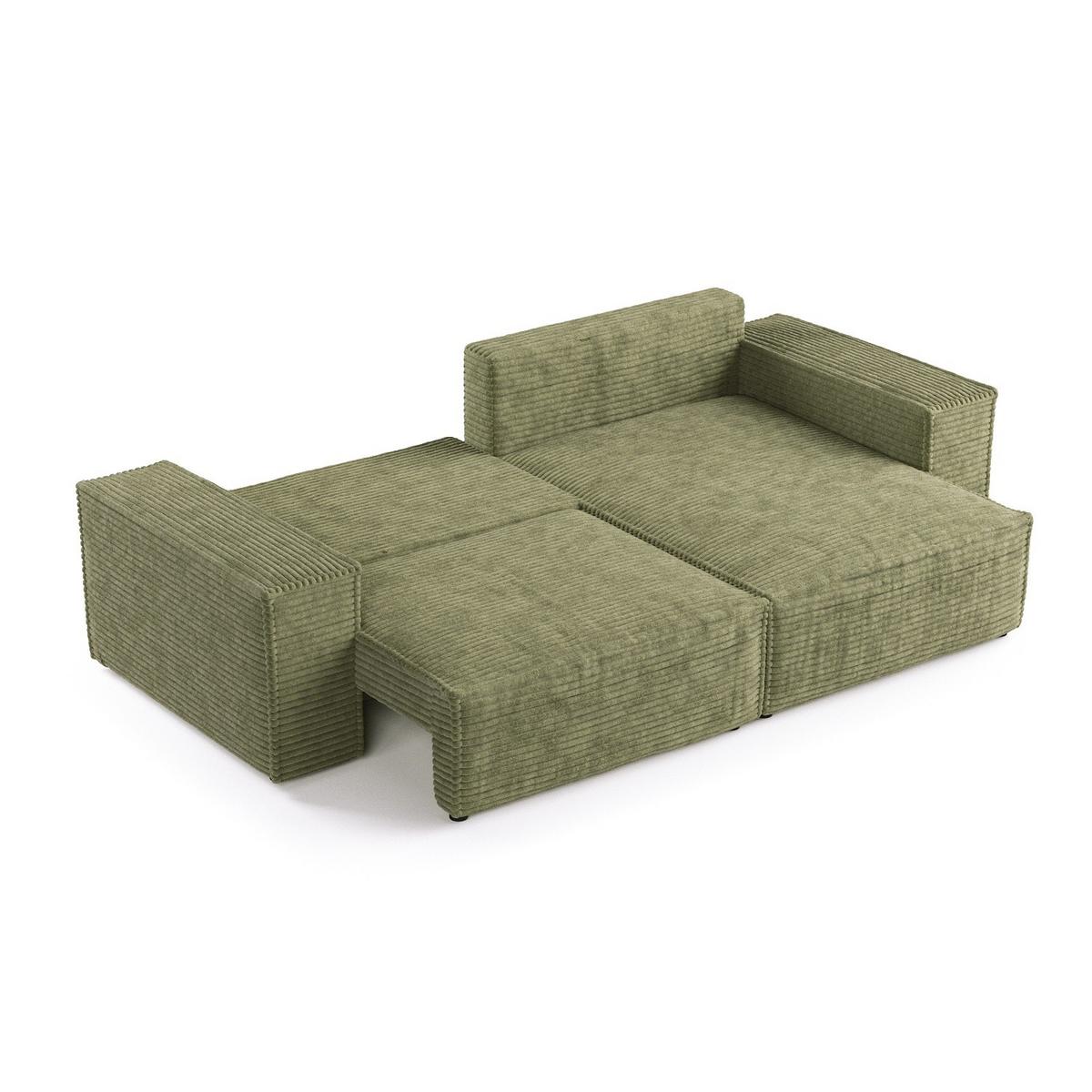 ECKSOFA CAVO mit Schlaffunktion Grün im Tilia Stoff - Schwarz/Grün, Holz/Holzwerkstoff (255/148cm) - AltaBeds