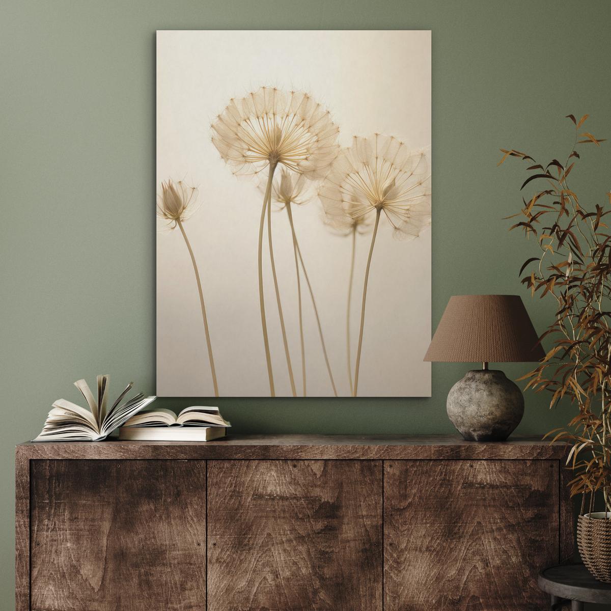 AKUSTIKBILD Sonnenlicht - Löwenzahn - Botanisch - Blumen Wandbilder 60x80 cm - Creme, Kunststoff (60/80/0.9cm) - MuchoWow