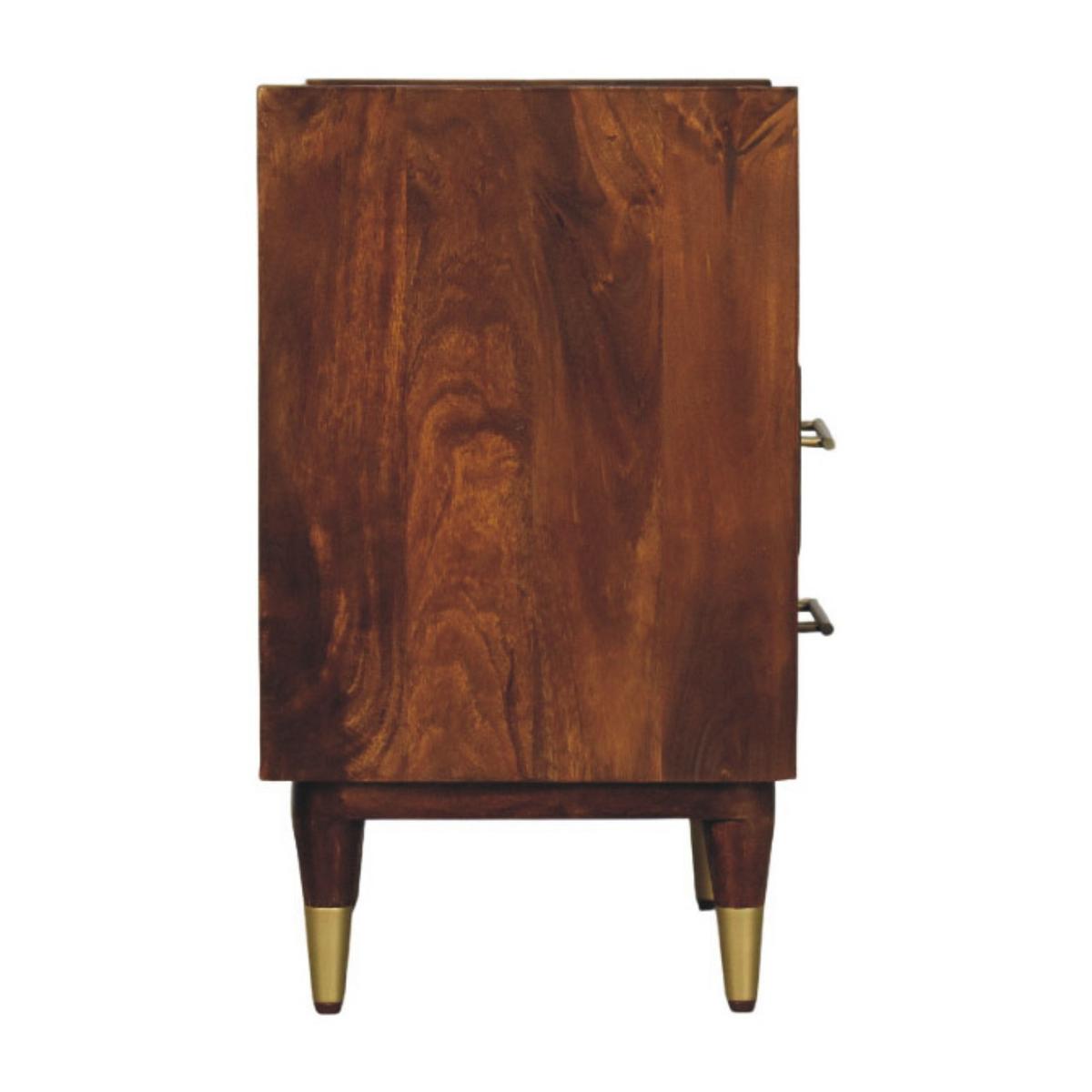 NACHTTISCH mit Kastanien-Finish, 2 Schubladen, 1 offene Ablage, braun - Braun, Holz/Metall (45/60/35cm) - Artisan Furniture