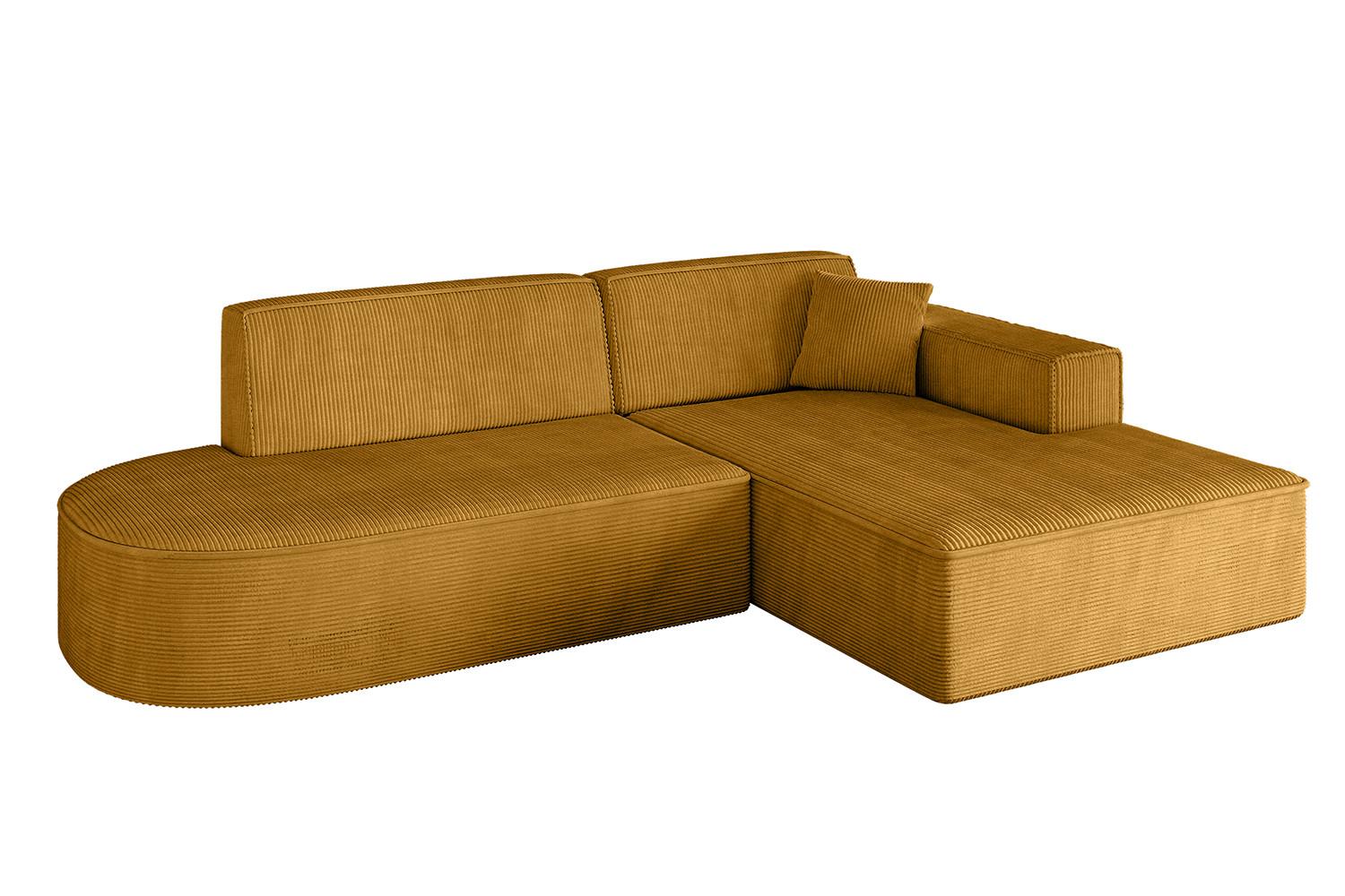ECKSOFA Ottomane Rechts IREA-L1-v4 - 232x165x77 cm Senfgelb - Grün, Holzwerkstoff/Textil (232/165cm) - ALTDECOR