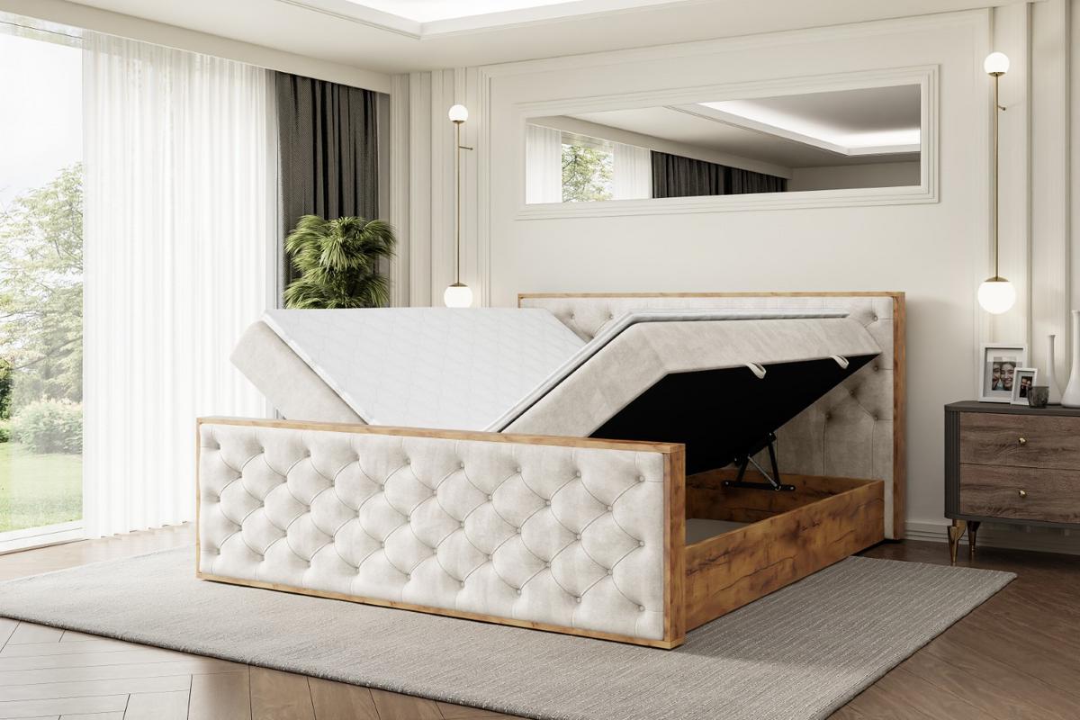 BOXBETT mit Matratze H3 und Lattenrost - LOLLI3-Z - 180x200 - Beige Casablanca - Beige, Holzwerkstoff (180/200cm) - ALTDECOR