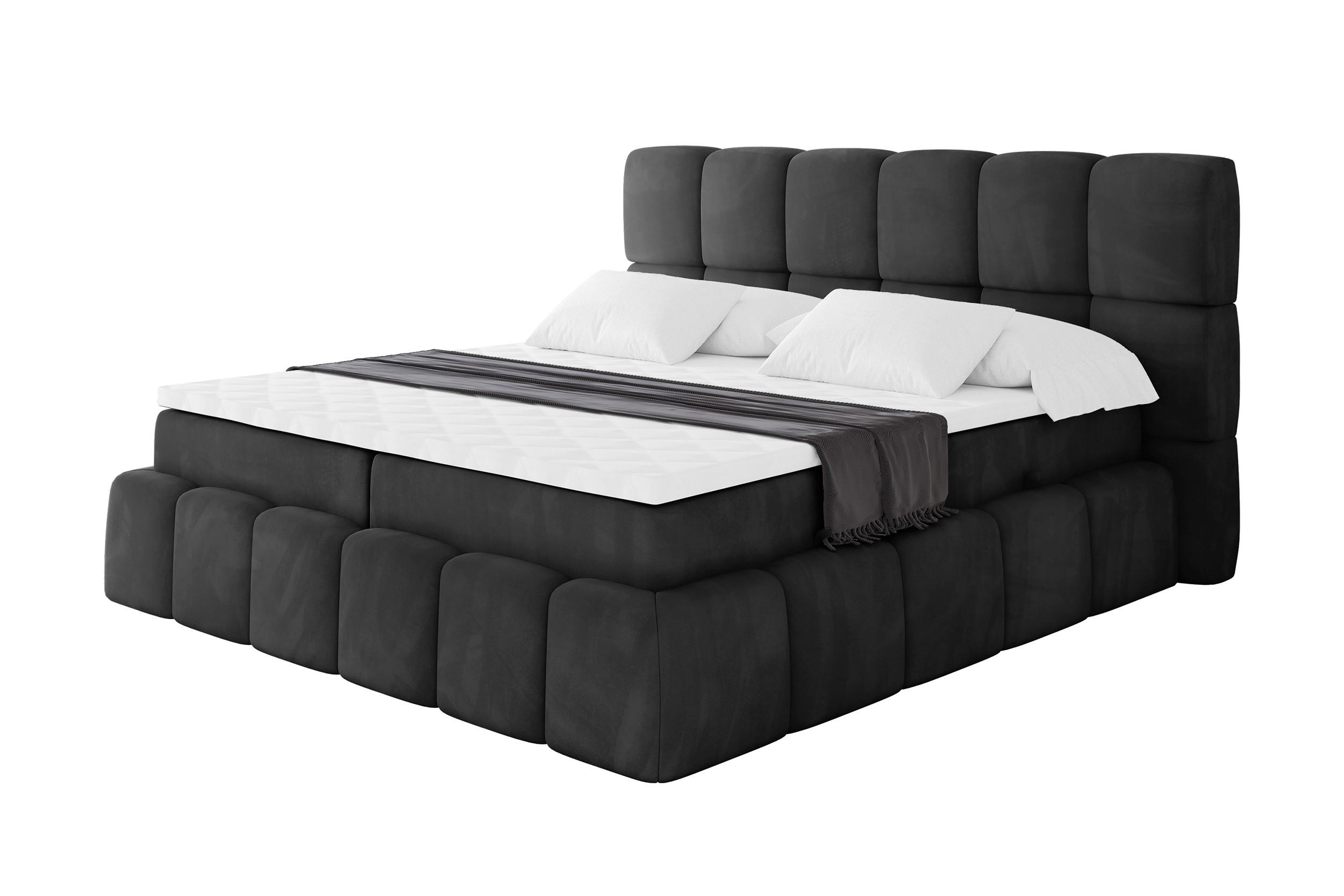 BOXBETT - AURI-H3 - 180x200 Schwarz Casablanca - Schwarz, Holzwerkstoff (180/200cm) - ALTDECOR