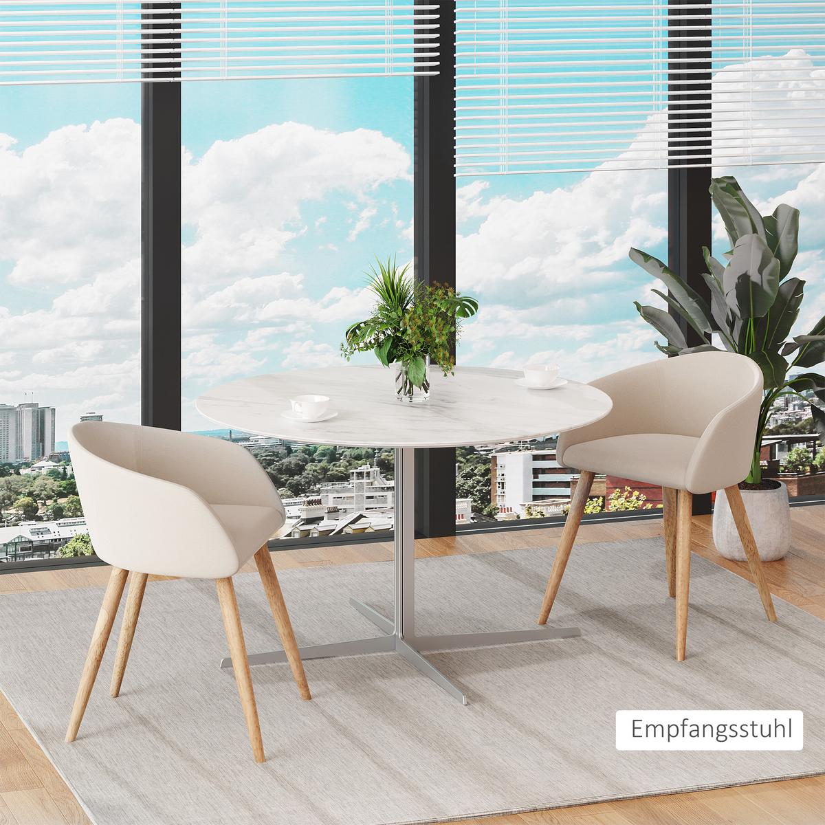 ESSSTÜHLE 2er Set Polyester Metall Beige - Beige/Naturfarben, Holz/Textil (55/74/56cm) - HOMCOM