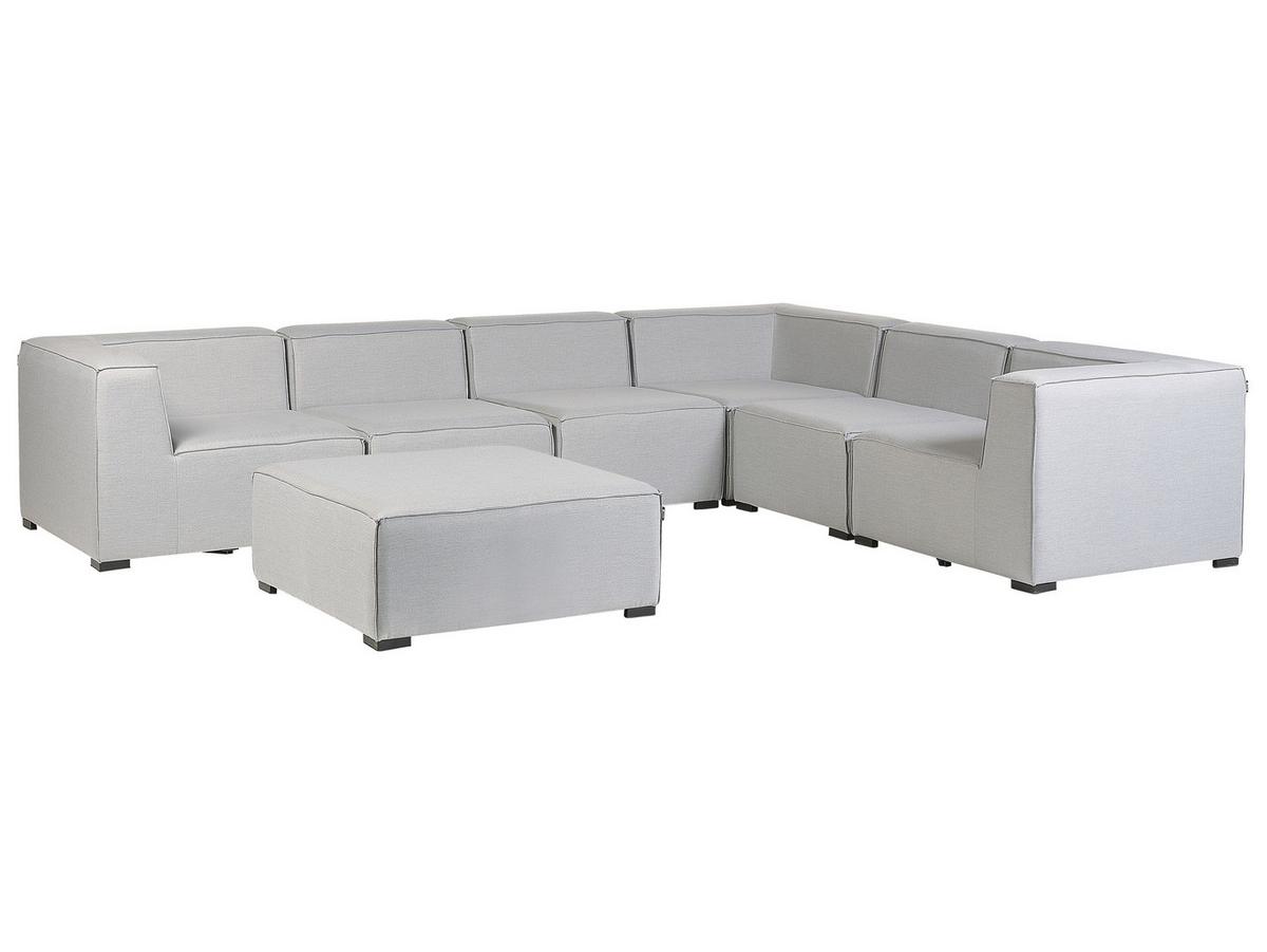LOUNGE SET 7-Sitzer hellgrau rechtsseitig modular Arezzo - Hellgrau, Textil - Beliani