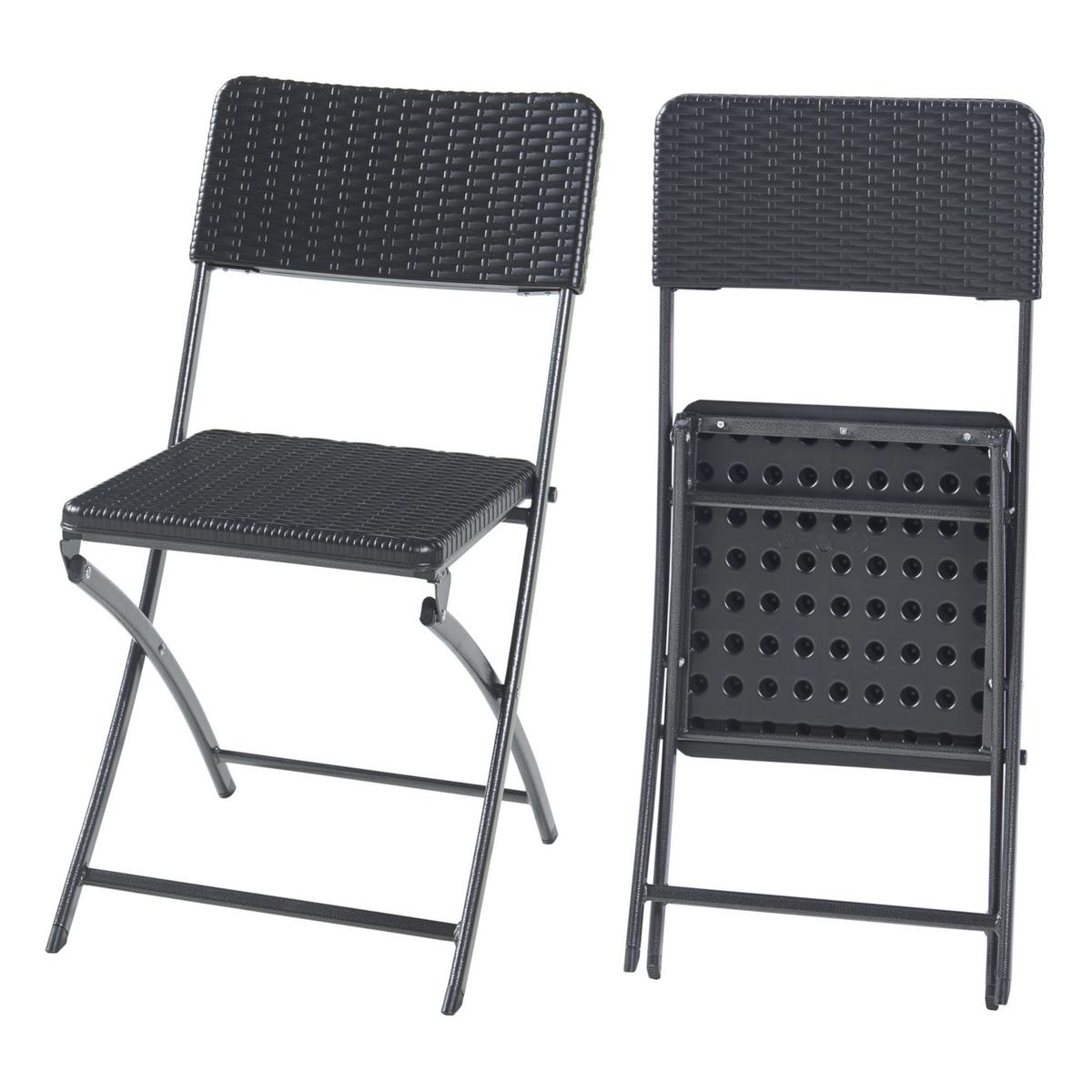 KLAPPSTUHL-SET 2 TLG. Mark - Schwarz, Kunststoff/Metall (45/81/58cm) - [en.casa]