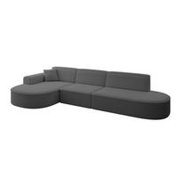 ECKSOFA Ottomane Links MARI-L2 - 328x171x79 cm Grau Bouclé - Schwarz/Grau, Holzwerkstoff/Kunststoff (165/321cm) - ALTDECOR