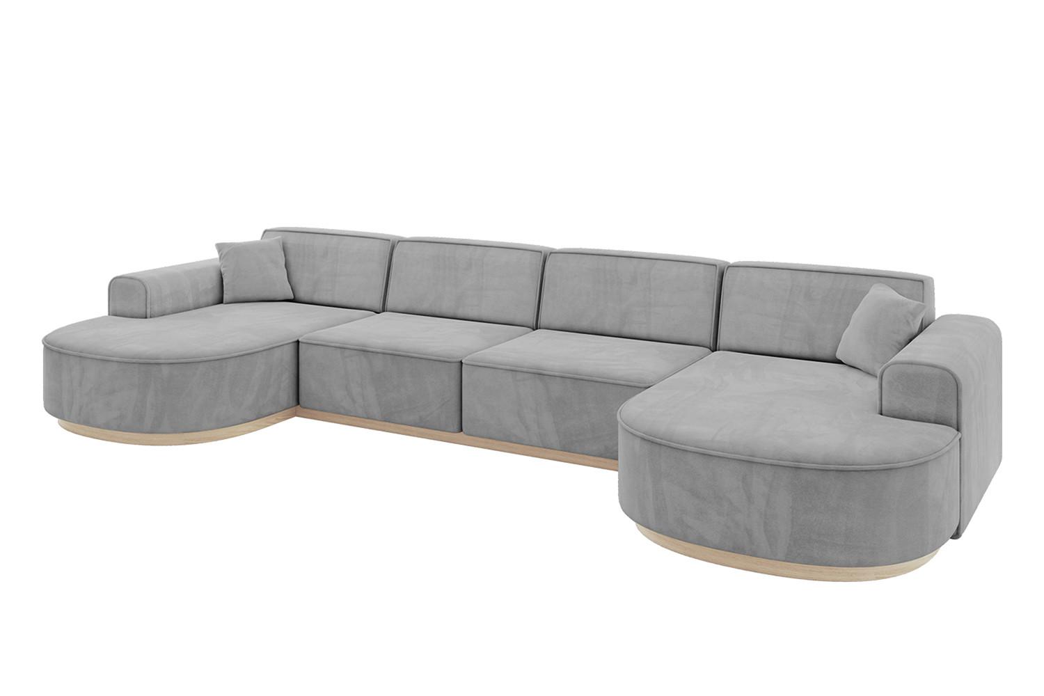 WOHNLANDSCHAFT MARI-U2-v1 - 388x171x83 cm Grau Velours - Grau, Holzwerkstoff/Textil (388/83/171cm) - ALTDECOR
