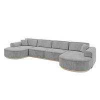 WOHNLANDSCHAFT MARI-U2-v1 - 388x171x83 cm Grau Velours - Grau, Holzwerkstoff/Textil (388/83/171cm) - ALTDECOR