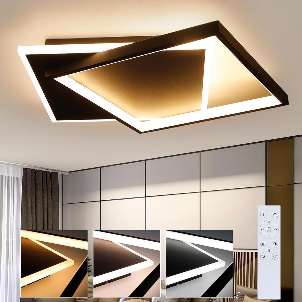 LED-DECKENLEUCHTE Daniela Schwarz Metall 44/40/6 cm - Schwarz, Metall (44/40/6cm) - ZMH