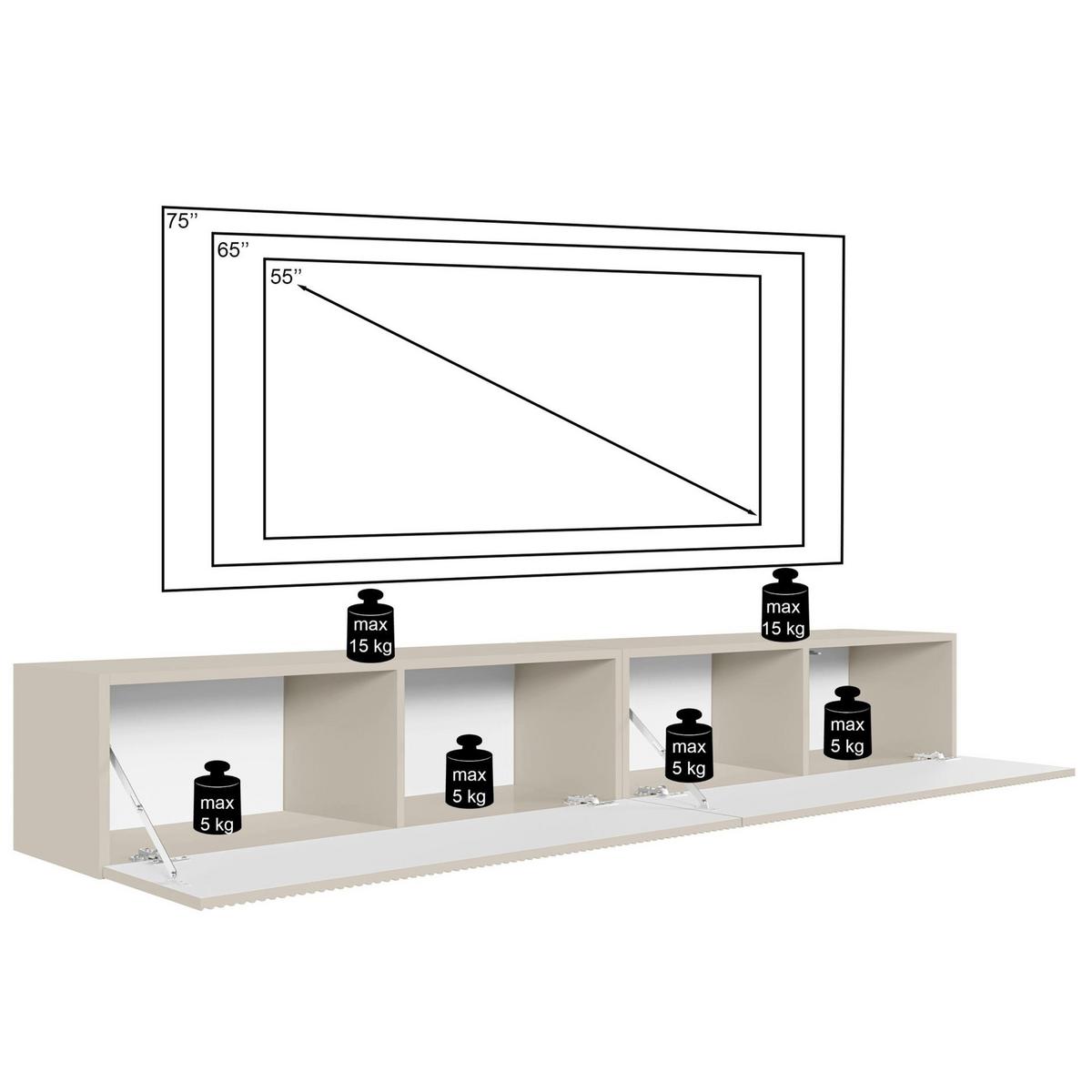 TV-LOWBOARD Veldio hängend Greige 200 cm - Taupe, Holzwerkstoff (201.6/28.5/31.6cm) - Selsey