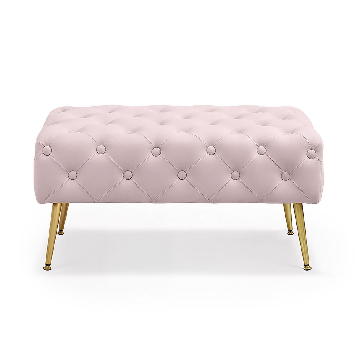 POLSTERBANK mit Samt - Optik Rosa 42/41/42 - Rosa, Textil (80/41/42cm) - RAUMHIRSCH FURNITURE