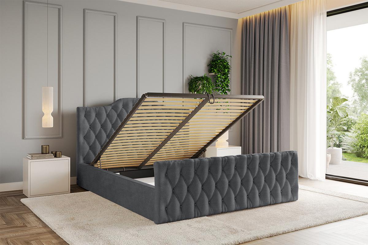 POLSTERBETT mit Bettkasten, Fußteil und Lattenrost, Boxbett mit Matratze H3/H4 - FALIO-Z 120x200 Dunkelgrau - Anthrazit, Holzwerkstoff/Textil (120/200cm) - ALTDECOR