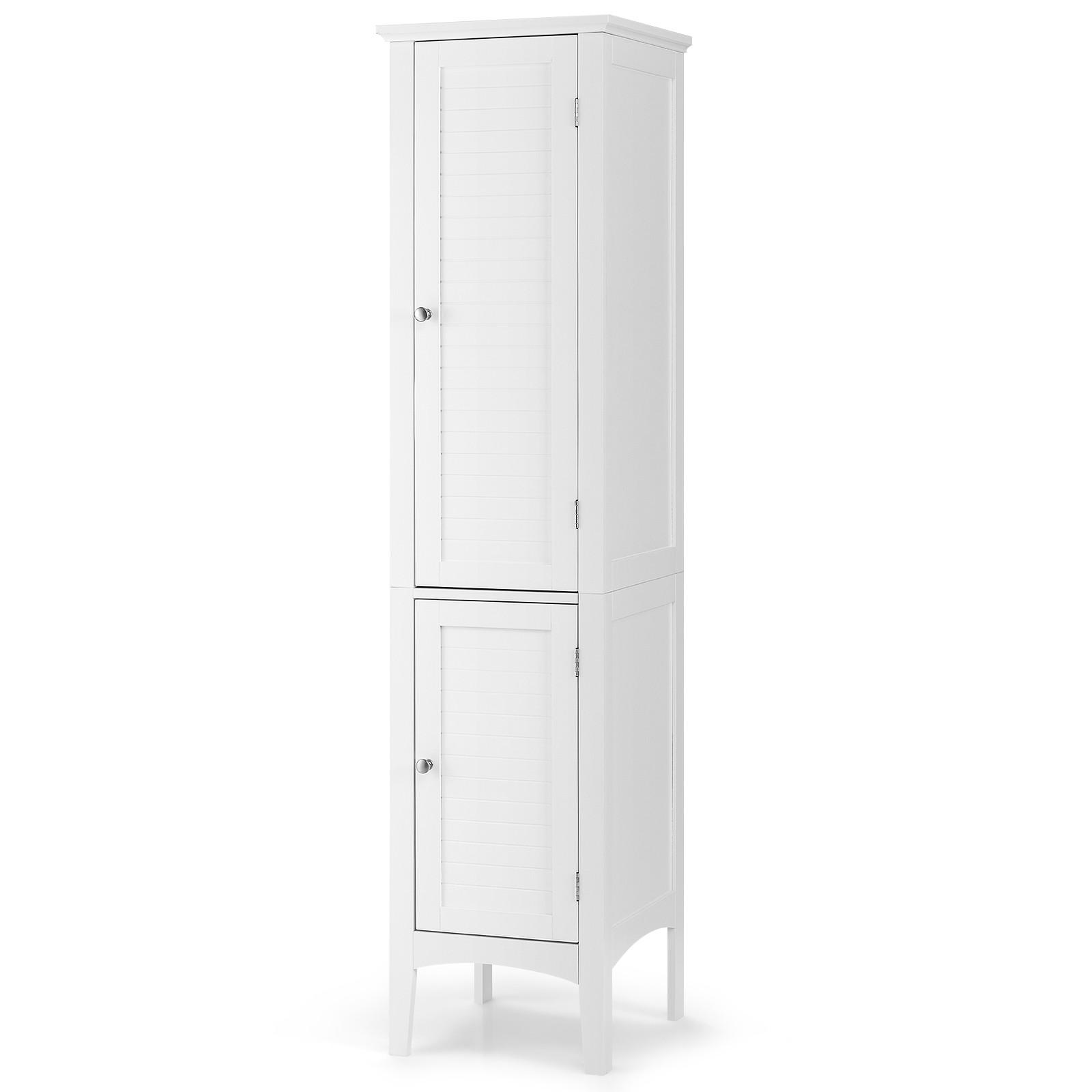 BADSCHRANK Weiß - Weiß, Holz (37/160/37cm) - COSTWAY