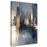 LEINWANDBILD Schwarz-Gold-Abstraktion 60x90cm - Grau, Textil (60/90cm) - Feeby