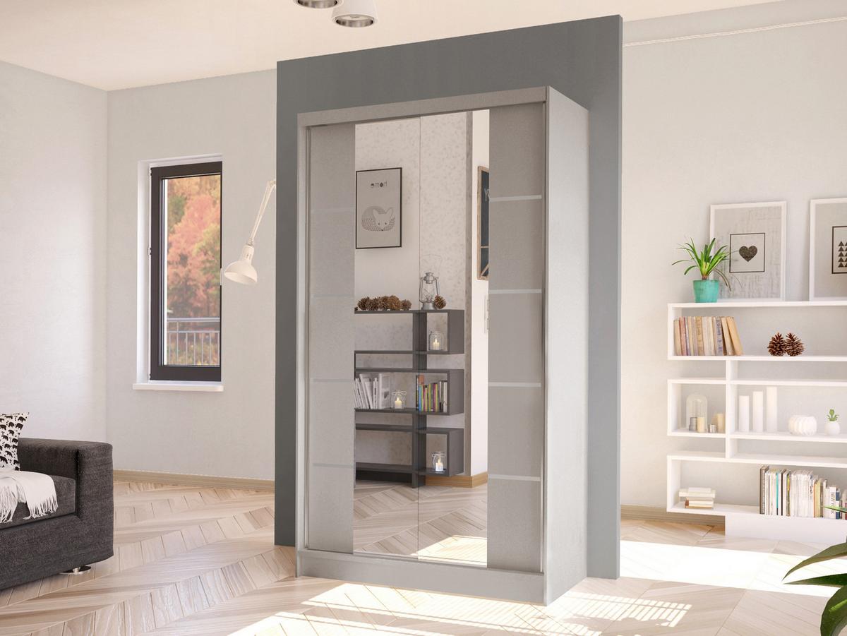 SCHWEBETÜRENSCHRANK Diego V - Kaschmir, Holzwerkstoff/Metall (100/200/58cm) - MIRJAN24