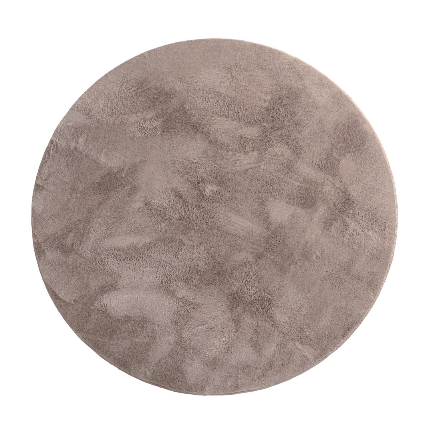 KURZFLORTEPPICH, einfarbig, aus Polyester, Taupe, Ø 120 cm - Braun, Textil (120/120cm) - KADIMA DESIGN