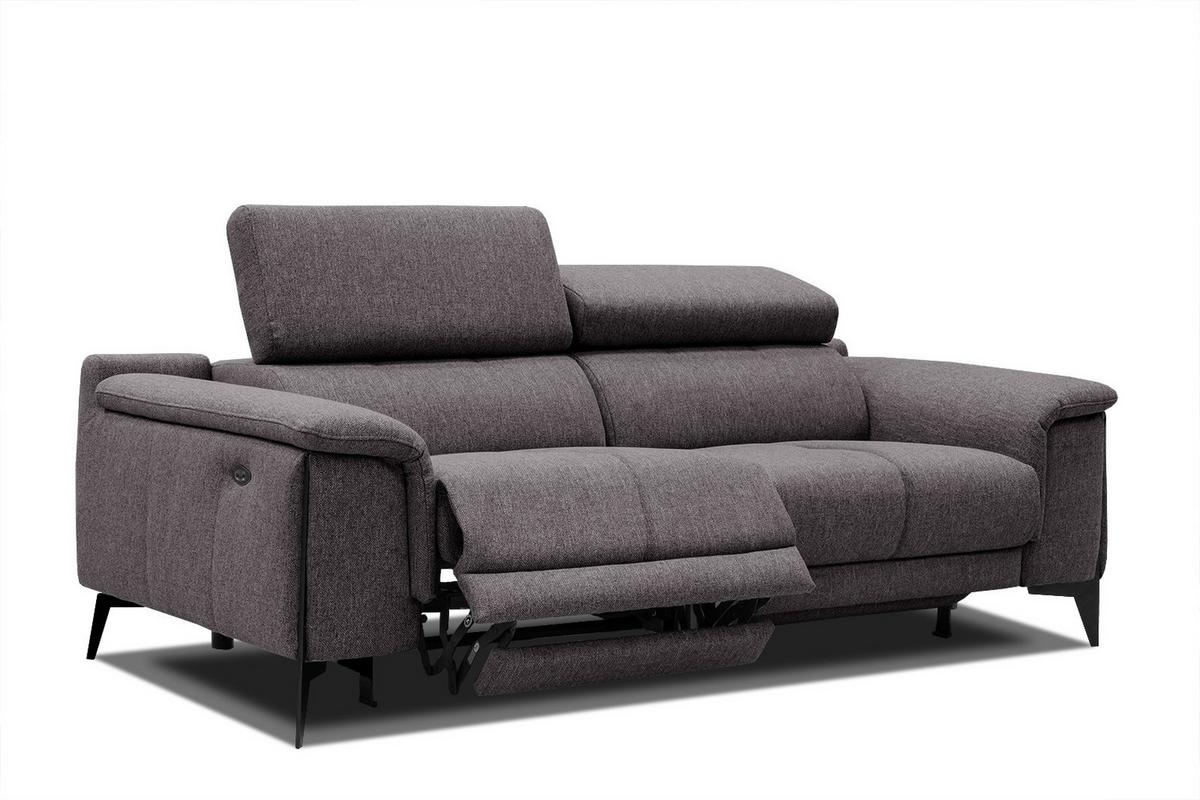 RELAXSOFA MATERA 3-Sitzer mit 2 Relaxfunktionen, graphitfarben - Graphitfarben/Schwarz, Holzwerkstoff/Textil (212/82/103cm) - Wozimo
